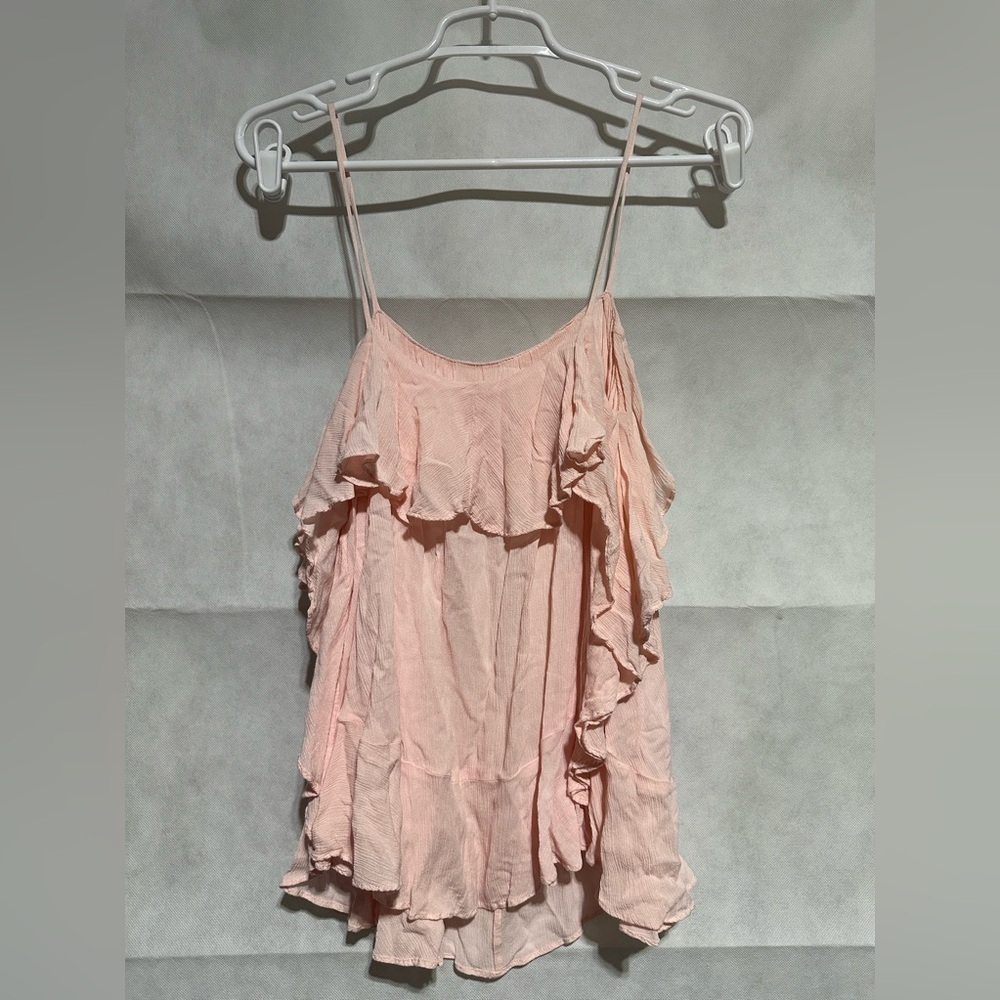 Free People Intimately Cascade Ruffle Camisole Tank Top Petal Pink Barbie Pastel - Picture 4 of 5